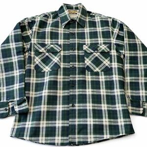 Vintage Sears Green and Blue Plaid quilted flannel Men's Shirt